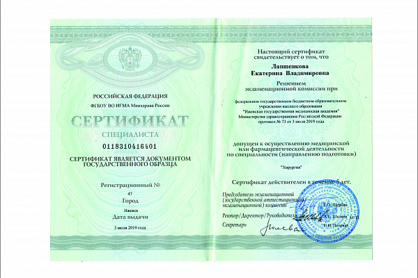 Лапшенкова Екатерина Владимировна